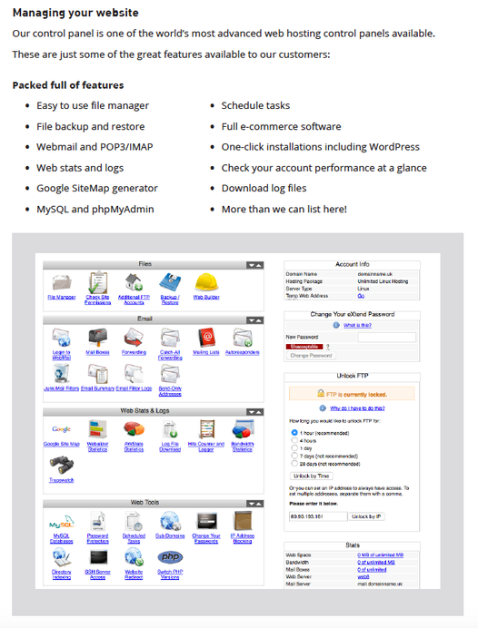 A Quick look at the control panel that comes with our hosting package.
 Contact …